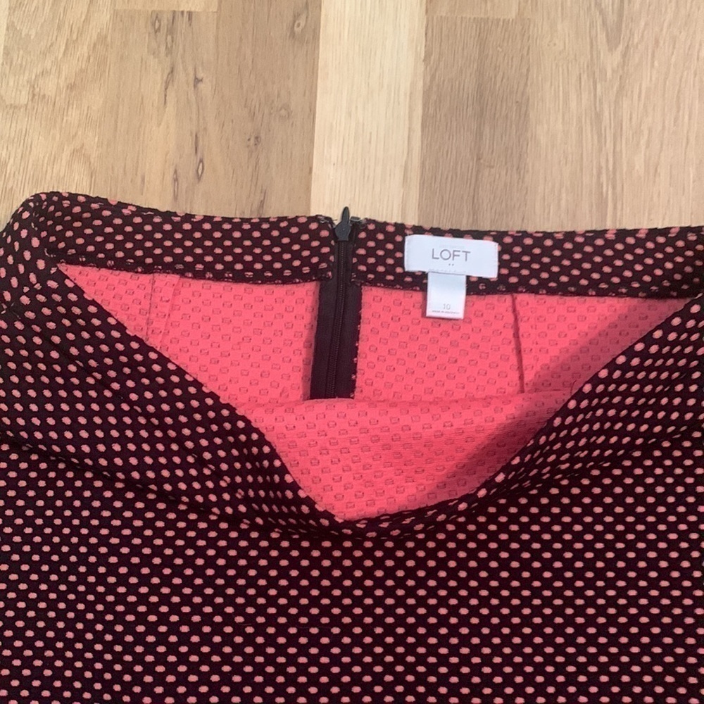 ANN Taylor LOFT Black/Pink Polka Dot Pencil Skirt Women’s 10 - Picture 4 of 7